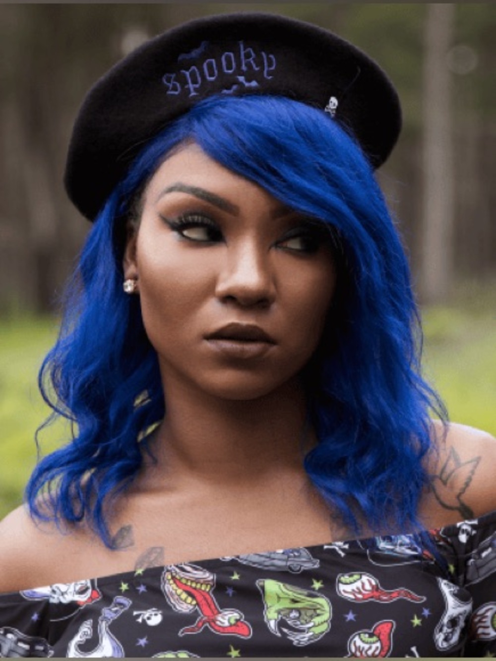 Sourpuss Clothing Black Spooky Beret Hat